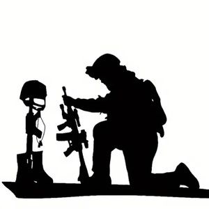 🇺🇸🕊Patriotic Soldier Praying On The Battlefield Graphic Quality Vinyl Decal!